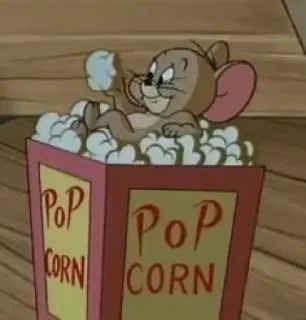 🚙 Jerry Tom and Jerry Pop CORN Pop CORN Cartoon, Muis, Popcorn, Snack, Dier whatsapp sticker
