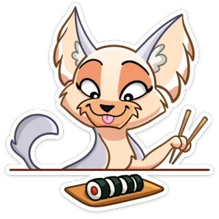 🍣 animal, sushi, palillos, dibujos animados, comida, comida japonesa, personaje telegram sticker