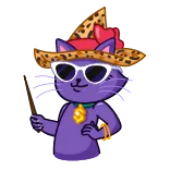 😎 Katze, Cartoon, Brille, Hut, Tier, Mode, Leopardenmuster telegram sticker