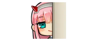 👀 Zero Two Darling in the Franxx Anime, Süß, Peek, Kawaii telegram sticker