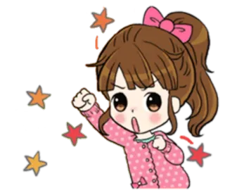 ✊ Phim hoạt hình, Cô gái, Ngôi sao, Hồng, Vui vẻ, Cổ vũ, Dễ thương telegram sticker
