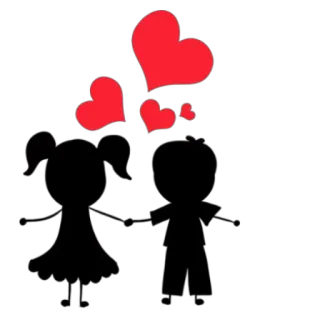 😘 amore, romantico, coppia, cuore, cartone animato, silhouette, relazione, San Valentino whatsapp sticker