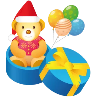 🐻 Bär, Weihnachten, Geschenk, Luftballons, Präsent telegram sticker