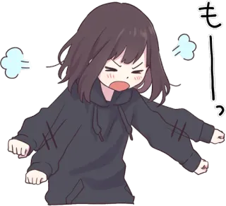 😠 もー! Anime, En colère, Mignon, Fille, Expression whatsapp sticker