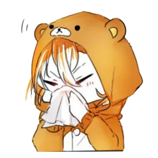 🤧 Anime, Traurig, Taschentuch, Süß, Bär, Hoodie telegram sticker