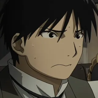 💙 Roy Mustang Fullmetal Alchemist Roy Mustang, Fullmetal Alchemist, Anime, Annoyed, Expression, Frown, Reaction telegram sticker