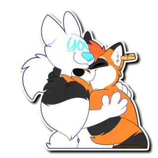 🤗 you furry, abbraccio, animali, amici, cartoni animati telegram sticker