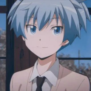 🌀 Nagisa Shiota Assassination Classroom Anime, Mangá, Menino, Uniforme escolar, Cabelo azul, Nagisa Shiota whatsapp sticker