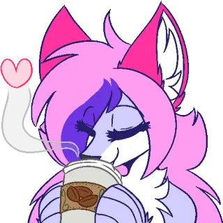 ☕️ Furry, Fuchs, Kaffee, Herz, Süß, Getränk telegram sticker