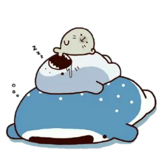 🙂 アザラシ, クジラ, 睡眠, 可愛い, 動物, 漫画 telegram sticker