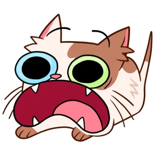 😨 chat, dessin animé, animal, autocollant, mignon, choqué, drôle, exagéré whatsapp sticker