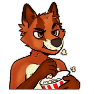 🌽 raposa, furry, pipoca, animal, desenho animado, antropomórfico whatsapp sticker