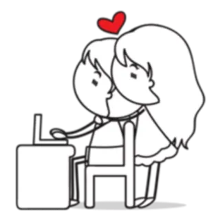 💻 cinta, romansa, pasangan, hati, kartun whatsapp sticker