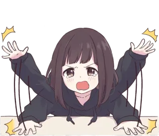 😠 animé, fille, pleurs, peur telegram sticker