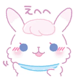 👋 えへへ кавай, милый, зайчик, кролик, пастельный, розовый, животное telegram sticker
