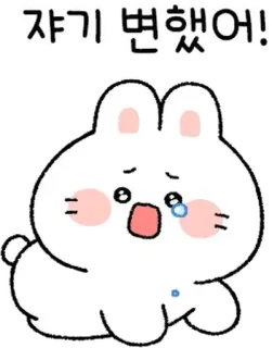 💬 자기 변했어! thỏ, buồn, khóc, hoạt hình, nhãn dán telegram sticker