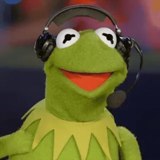🎧 Kermit 科米蛙, 布偶, 青蛙, 绿色, 耳机, 麦克风, 卡通人物 whatsapp sticker