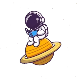 📘 astronaut, space, planet, reading, book, stars, cosmos telegram sticker