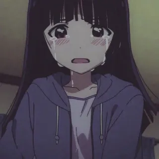 🌟 アニメ, 泣く, 悲しい, 女の子, 涙, ブルネット telegram sticker
