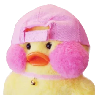 😎 canard, peluche, animal, mignon, rose, chapeau telegram sticker