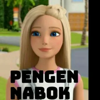 🌟 PENGEN NABOK barbie, dessin animé, fille, autocollant, texte telegram sticker
