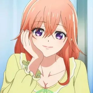 😍 anime, dziewczyna, uśmiech, pomarańczowe włosy telegram sticker