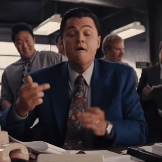 🖕 Leonardo DiCaprio The Wolf of Wall Street movie, leonardo dicaprio, middle finger, offensive, office telegram sticker