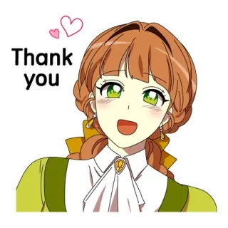 🤗 Thank you thank you, anime, woman, heart, cute telegram sticker