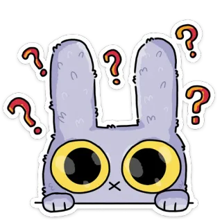 ❓ bunny, question marks, confusion, curiosity, cute, animal, sticker whatsapp sticker