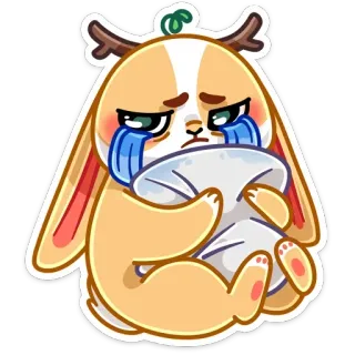 😭 weinen, traurig, tier, cartoon, hase, kawaii telegram sticker