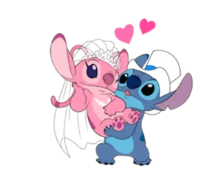 👰 Stitch Дисней, Лило и Стич, Свадьба, Пара, Мультфильм whatsapp sticker