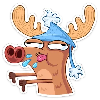 😝 rusa besar, jempol ke bawah, kartun, binatang, tidak suka, stiker telegram sticker