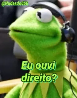 🤔 Kermit Eu ouvi direito? Kermit the Frog, listening, headphones, muppets, question telegram sticker