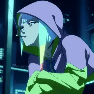 🚬 anime, woman, cigarette, cyberpunk, hoodie whatsapp sticker