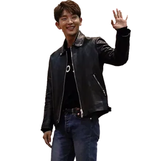 👋 man, jacket, waving, portrait, person, smiling telegram sticker
