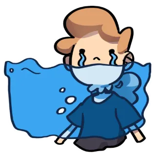 😭 Мультфильм, Грустный, Плачущий, Маска, Синий, Персонаж telegram sticker