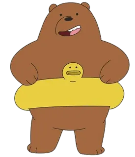 😅 Grizzly Bear We Bare Bears bear, cartoon, animal, yellow, floatie telegram sticker