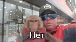 😏 Нет man, monkey, russian, text telegram sticker