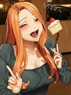 🎃 와 왘~ mulher, bolo, alegre, desenho, feliz telegram sticker