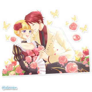 🌹 @afavoice Anime, Para, Róże, Romans, Motyle telegram sticker