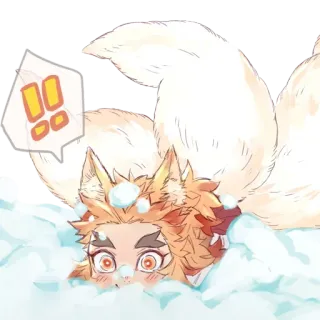 ✨ Anime, Schnee, Charakter, Fuchs, Digitale Kunst, Niedlich, Illustration whatsapp sticker