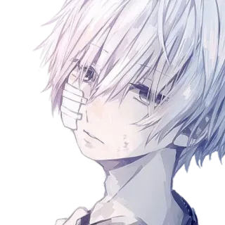 🤕 anime, boy, white hair, bandage, sad telegram sticker