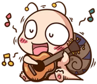 🎼 siput, gitar, kartun, musik, imut, senang whatsapp sticker