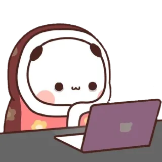 🍯 น่ารัก, การ์ตูน, ตัวละคร, แล็ปท็อป, ทำงาน, คาวาอิ telegram sticker