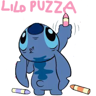 🐨 Stitch Lala puza cartoon, disney, stitch, crayon, drawing telegram sticker