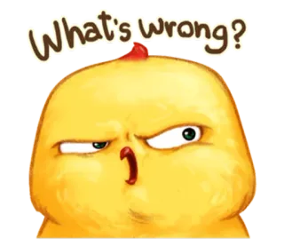 🐤 What's wrong? bravo, frango, frustrado, pergunta, irritado whatsapp sticker
