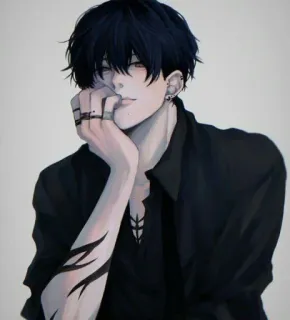 🤔 Anime, Anak laki-laki, Emo, Gelap, Rambut hitam telegram sticker