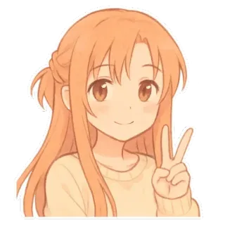 ✌ Asuna Yuuki Sword Art Online Аниме, Sword Art Online, Асуна, Знак мира, Вайфу whatsapp sticker