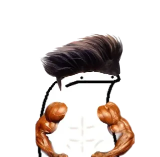 💪 musculoso, gracioso, dibujos animados, fuerte, meme, culturista whatsapp sticker