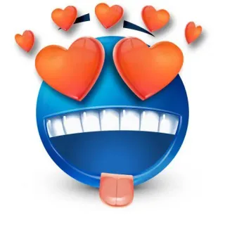 😍 Emoji, Amour, Coeurs, Bleu, Joyeux, Dessin animé telegram sticker